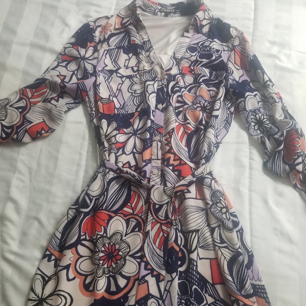 Express button down floral dress